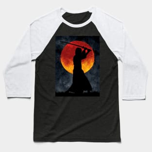 Samurai Moon Black Baseball T-Shirt